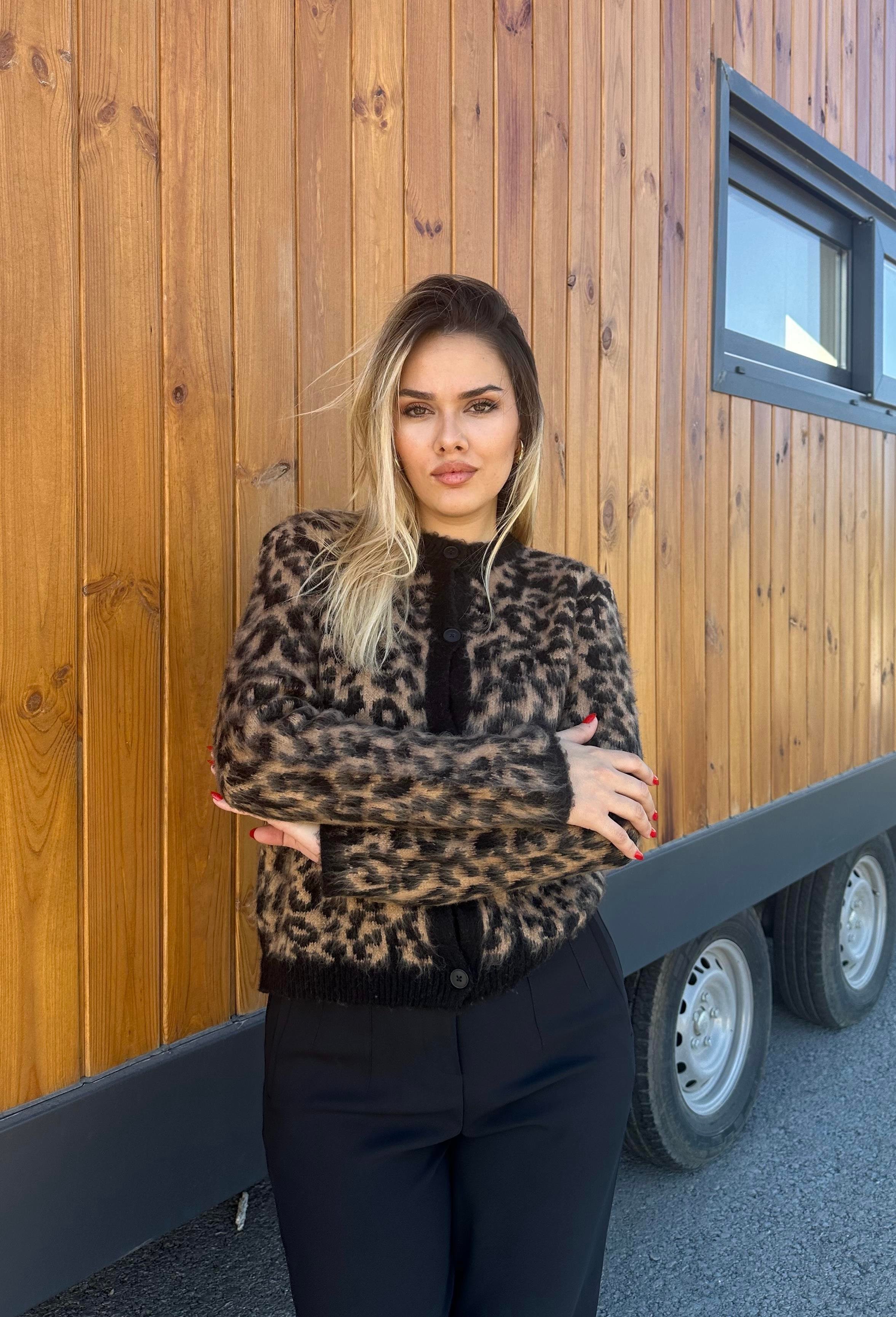LEOPAR DESENLİ HIRKA -SİYAH LEOPAR 