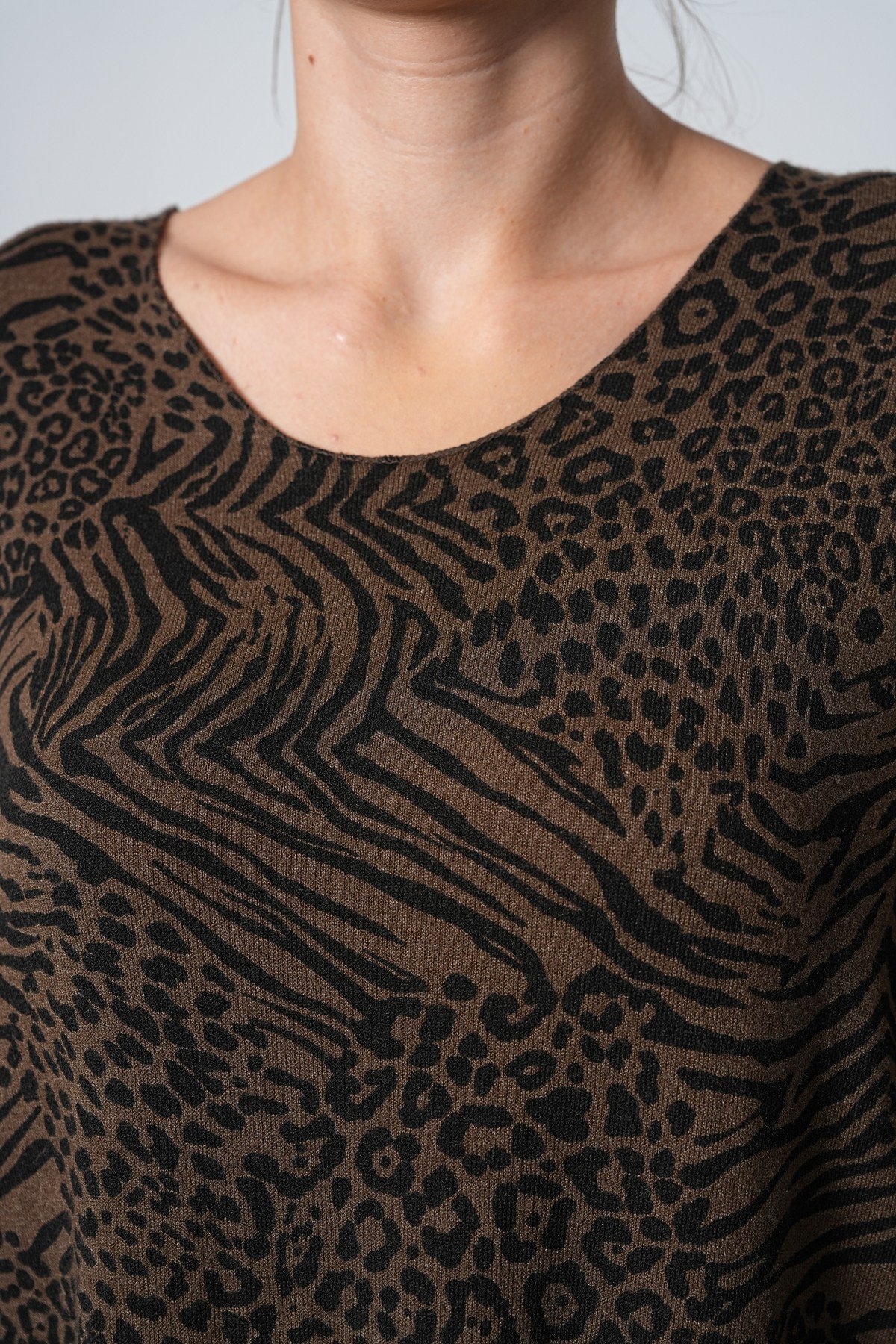 Leopar Desenli İthal Oversize Triko