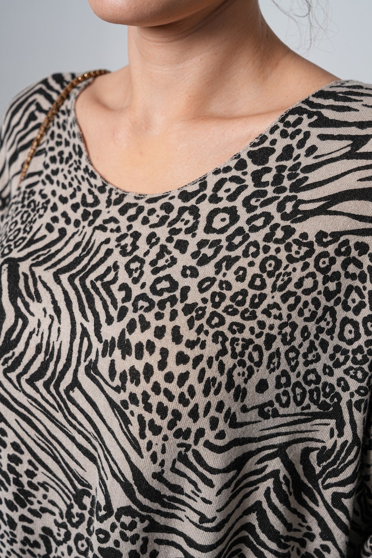 Leopar Desenli İthal Oversize Triko