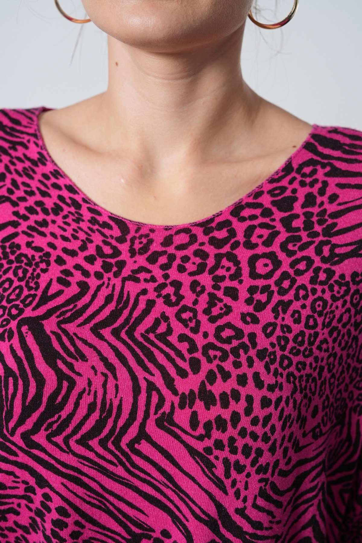 Leopar Desenli İthal Oversize Triko