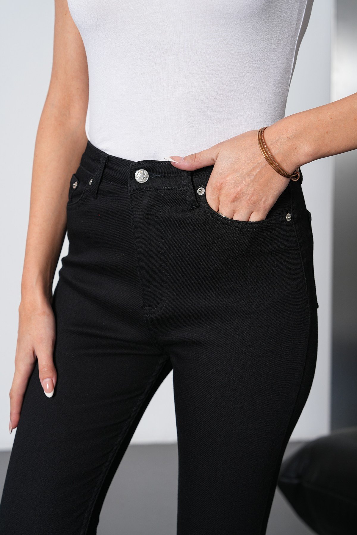 Love Me Premium Ultra Yüksek Bel Likralı Skinny Jean Siyah-İspanya