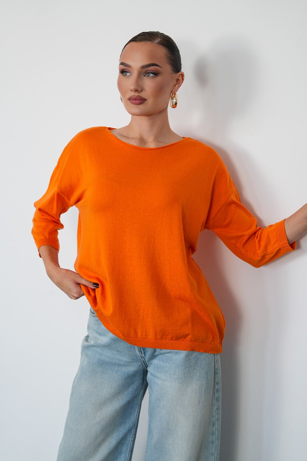 Oversize Kayık Yaka Triko Kazak