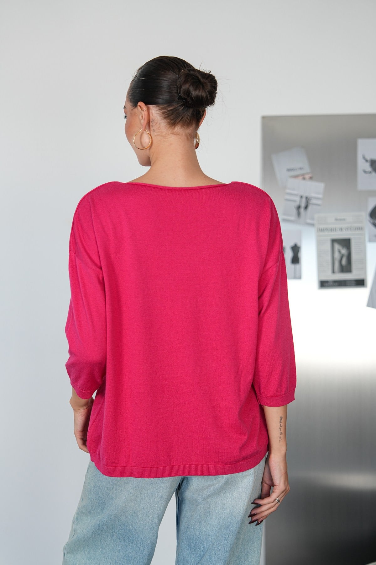 Oversize Kayık Yaka Triko Kazak