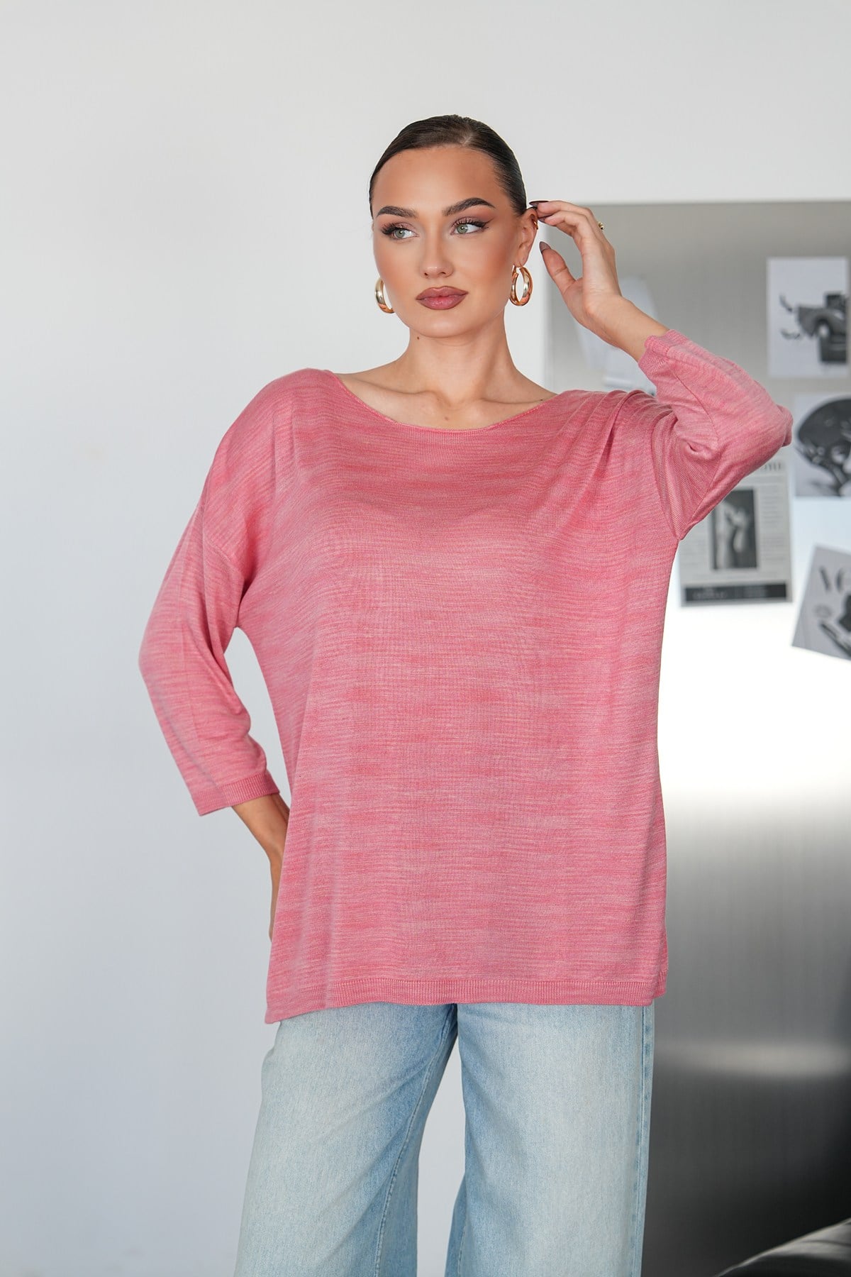 Oversize Kayık Yaka Triko Kazak