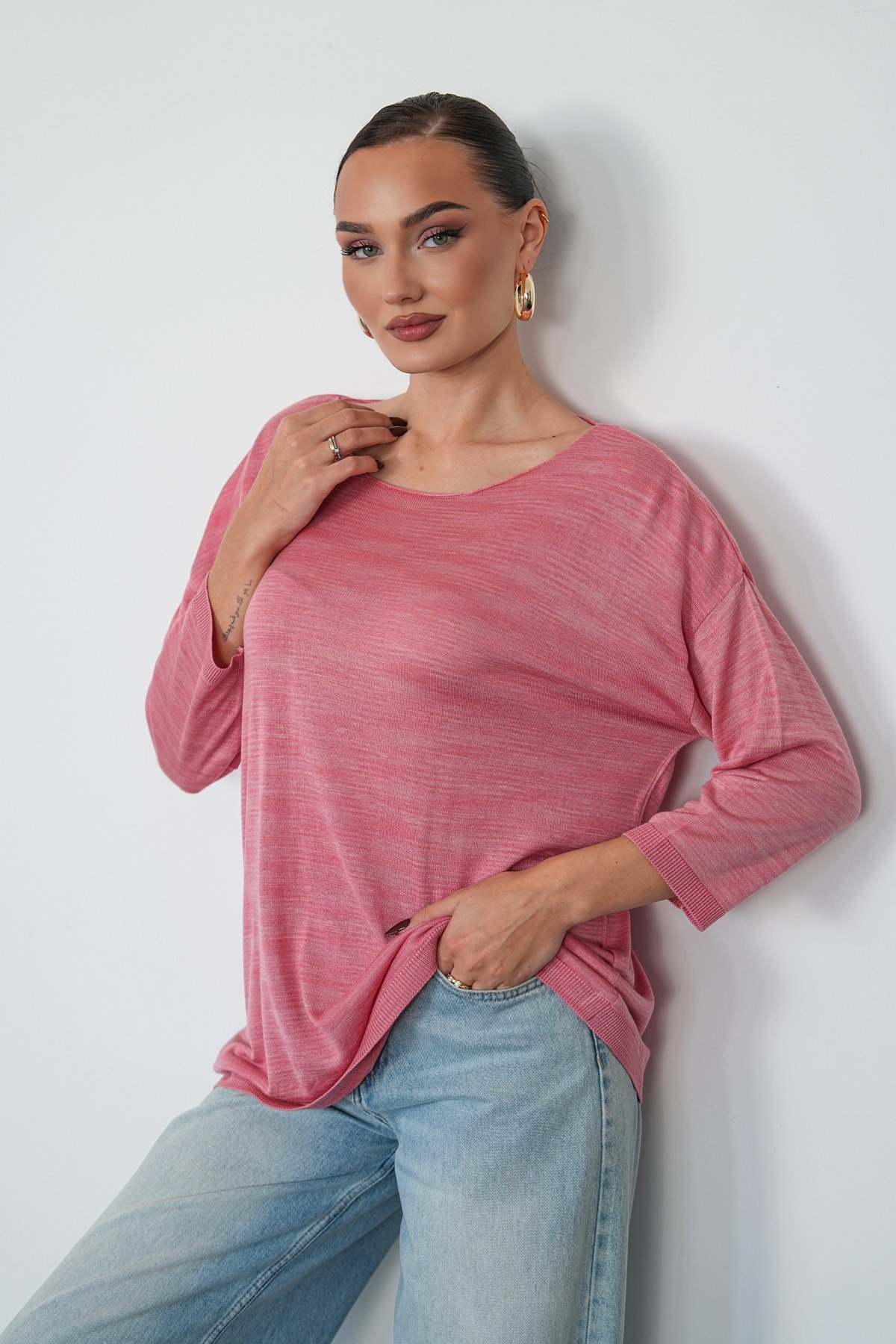 Oversize Kayık Yaka Triko Kazak