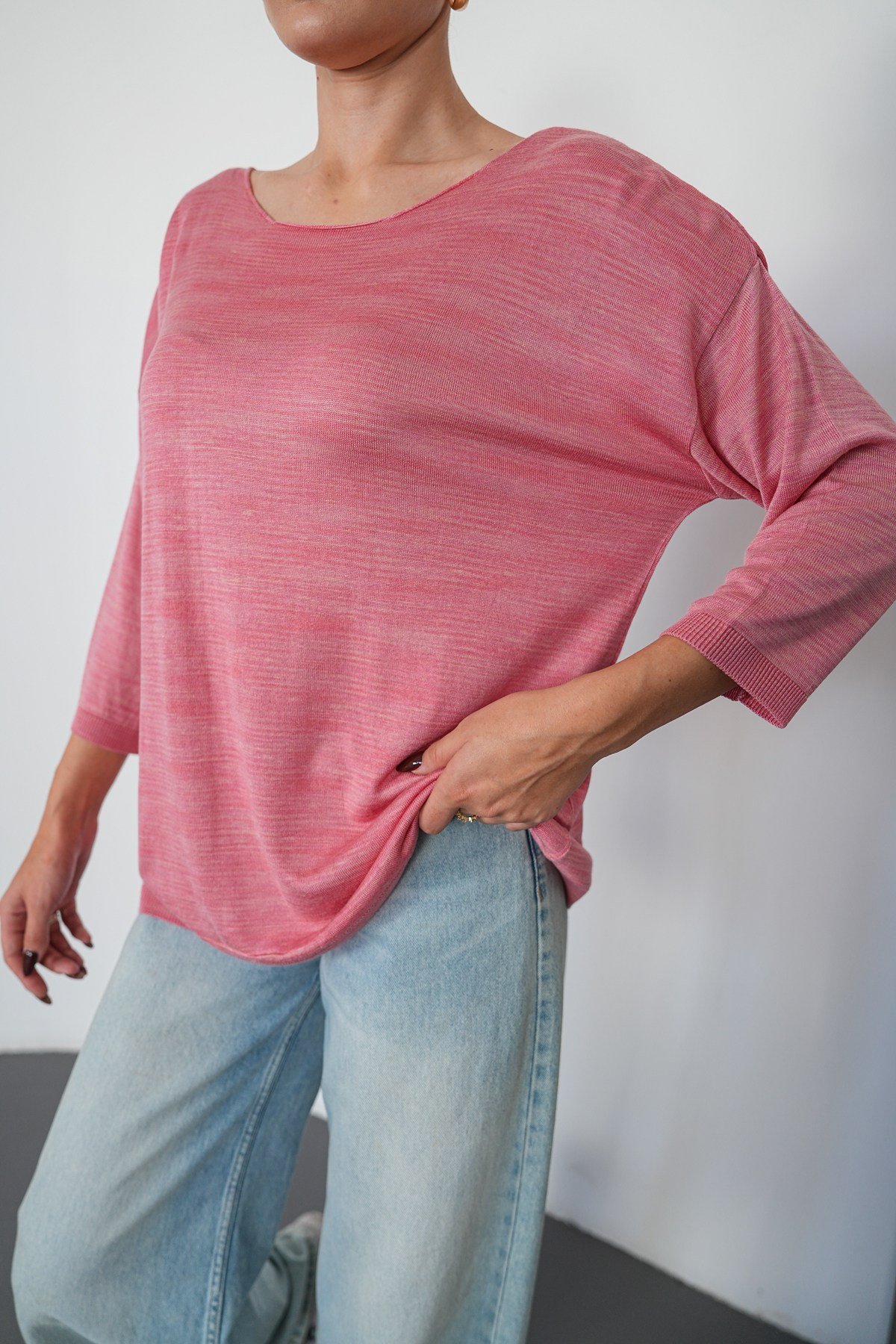 Oversize Kayık Yaka Triko Kazak