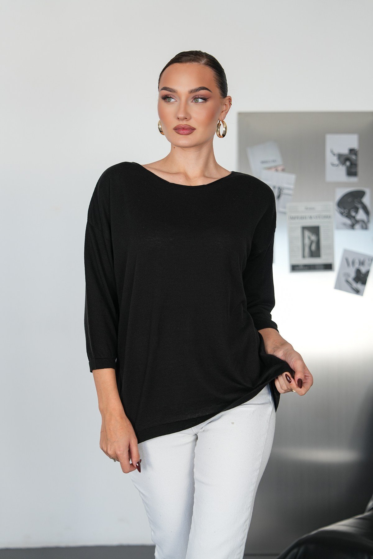 Oversize Kayık Yaka Triko Kazak