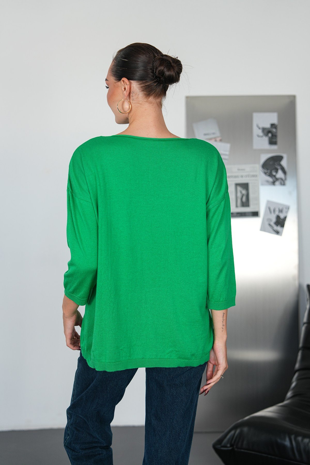 Oversize Kayık Yaka Triko Kazak