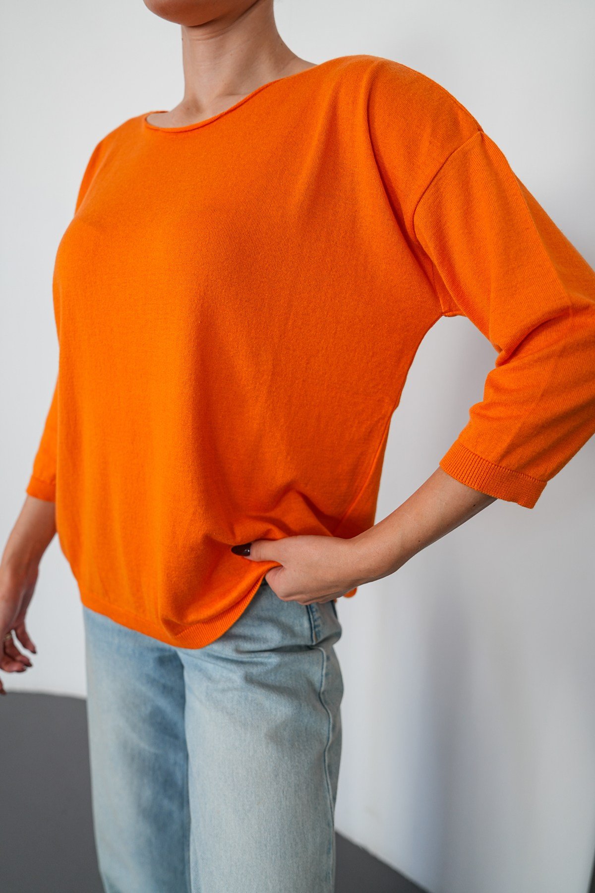 Oversize Kayık Yaka Triko Kazak