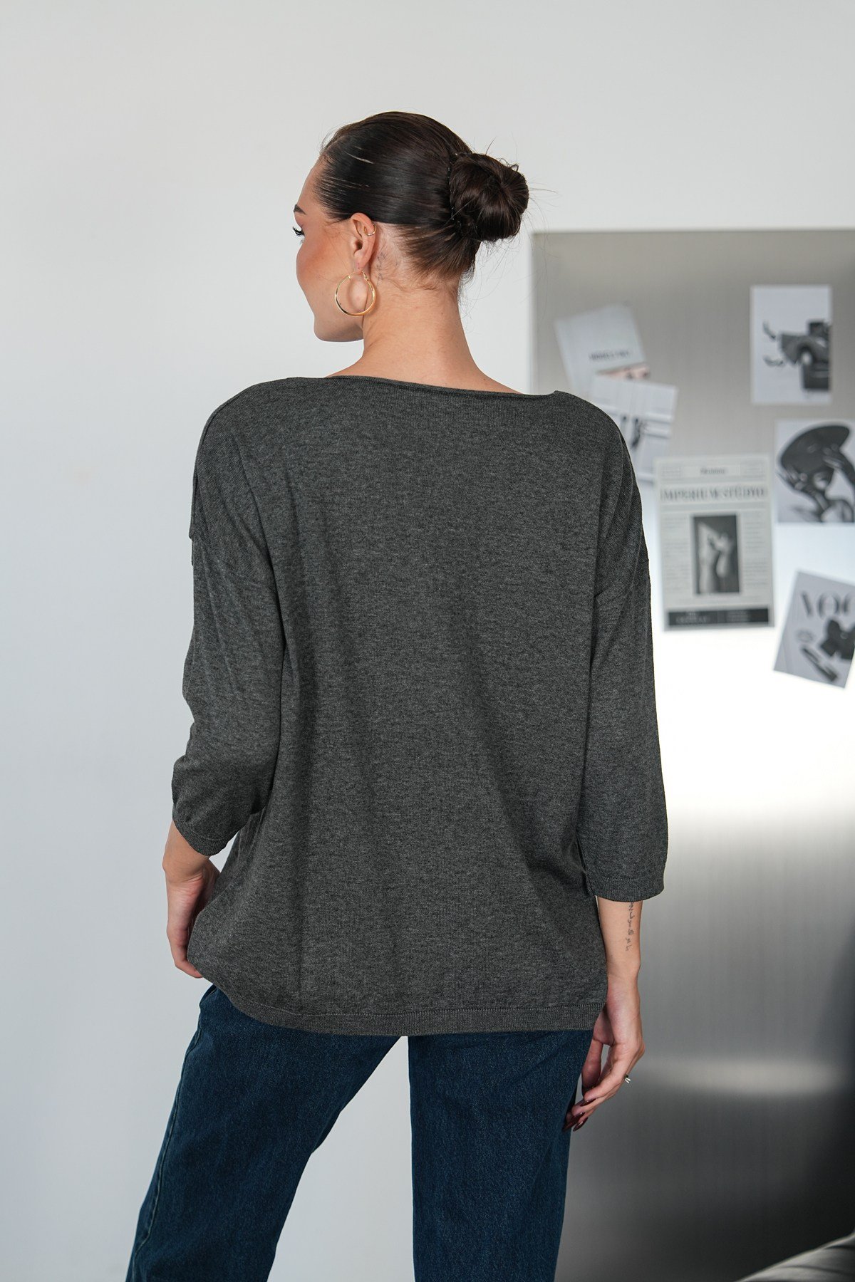 Oversize Kayık Yaka Triko Kazak