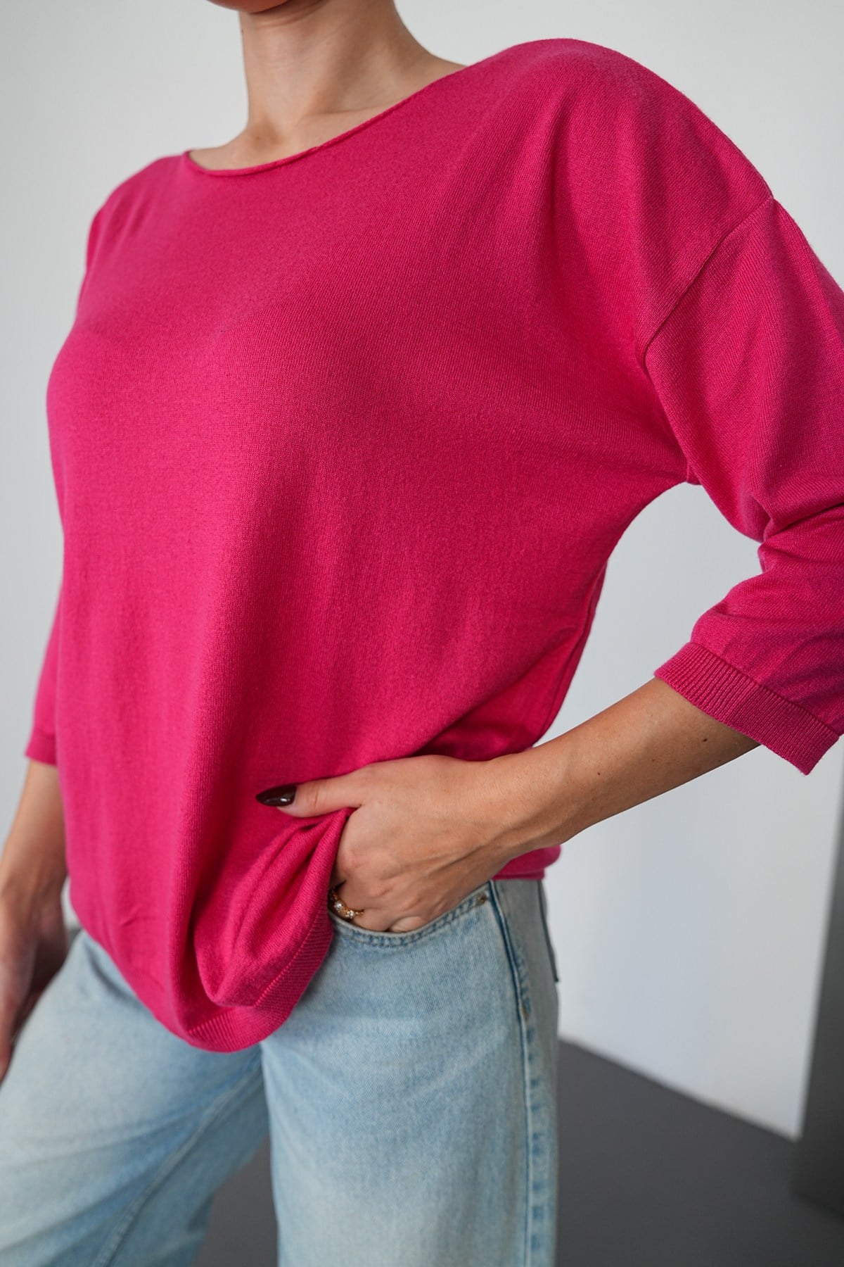 Oversize Kayık Yaka Triko Kazak