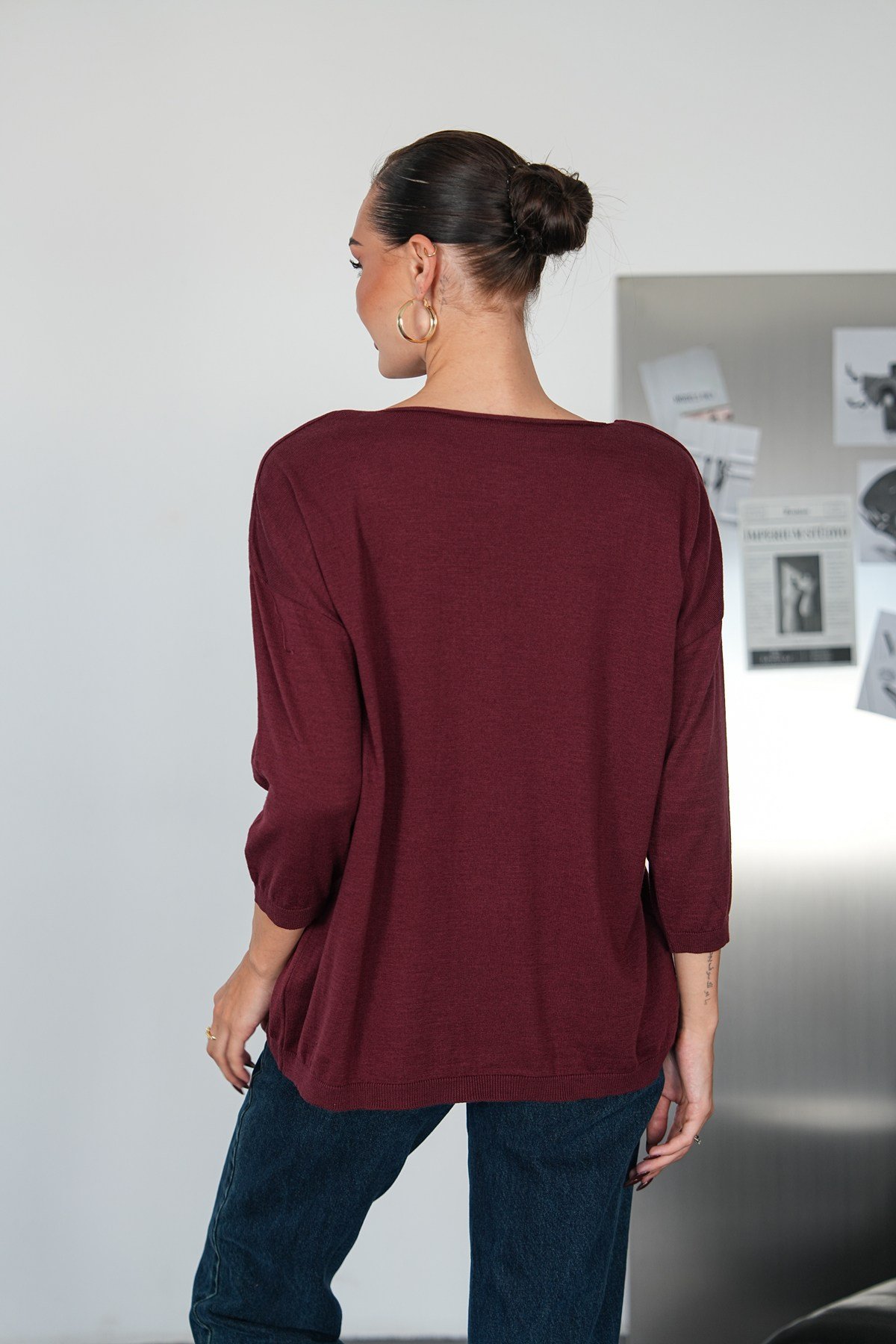 Oversize Kayık Yaka Triko Kazak