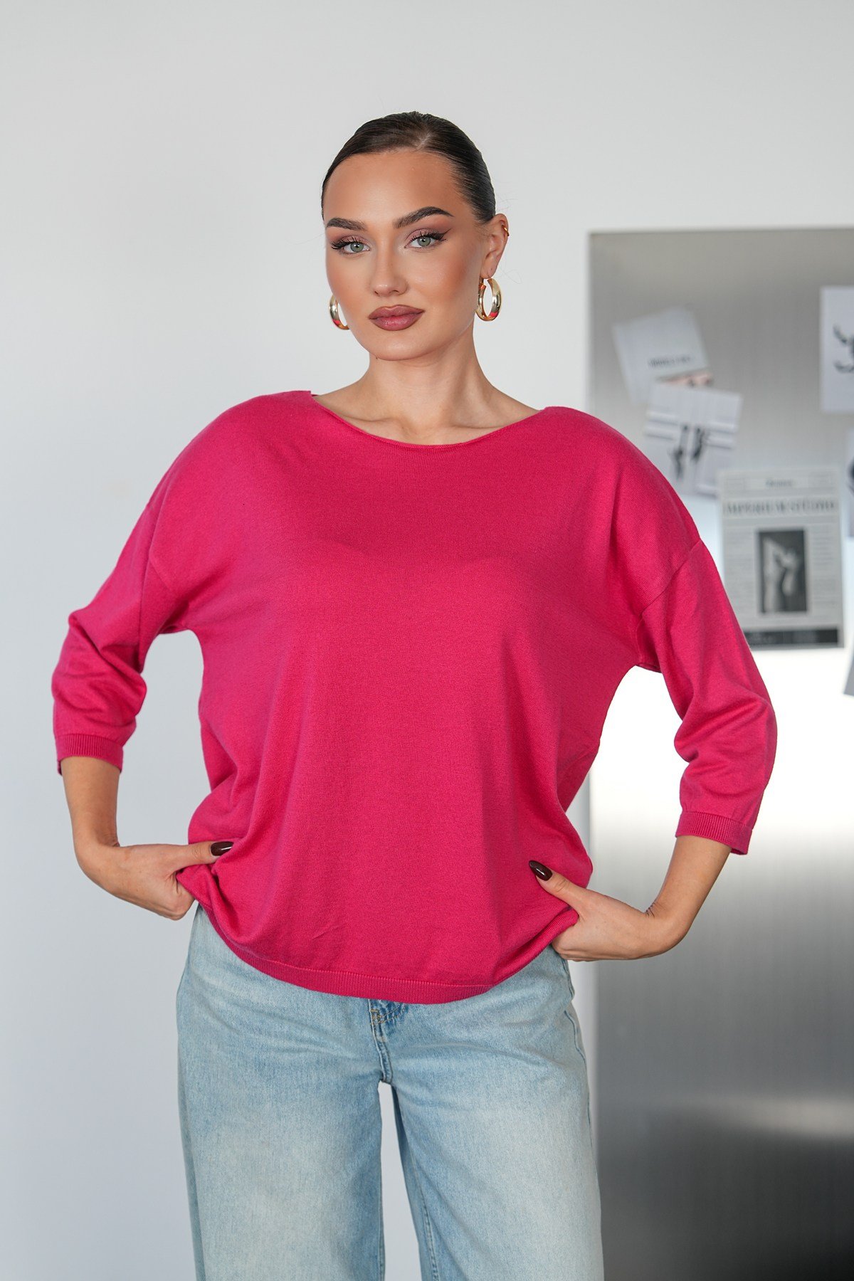 Oversize Kayık Yaka Triko Kazak