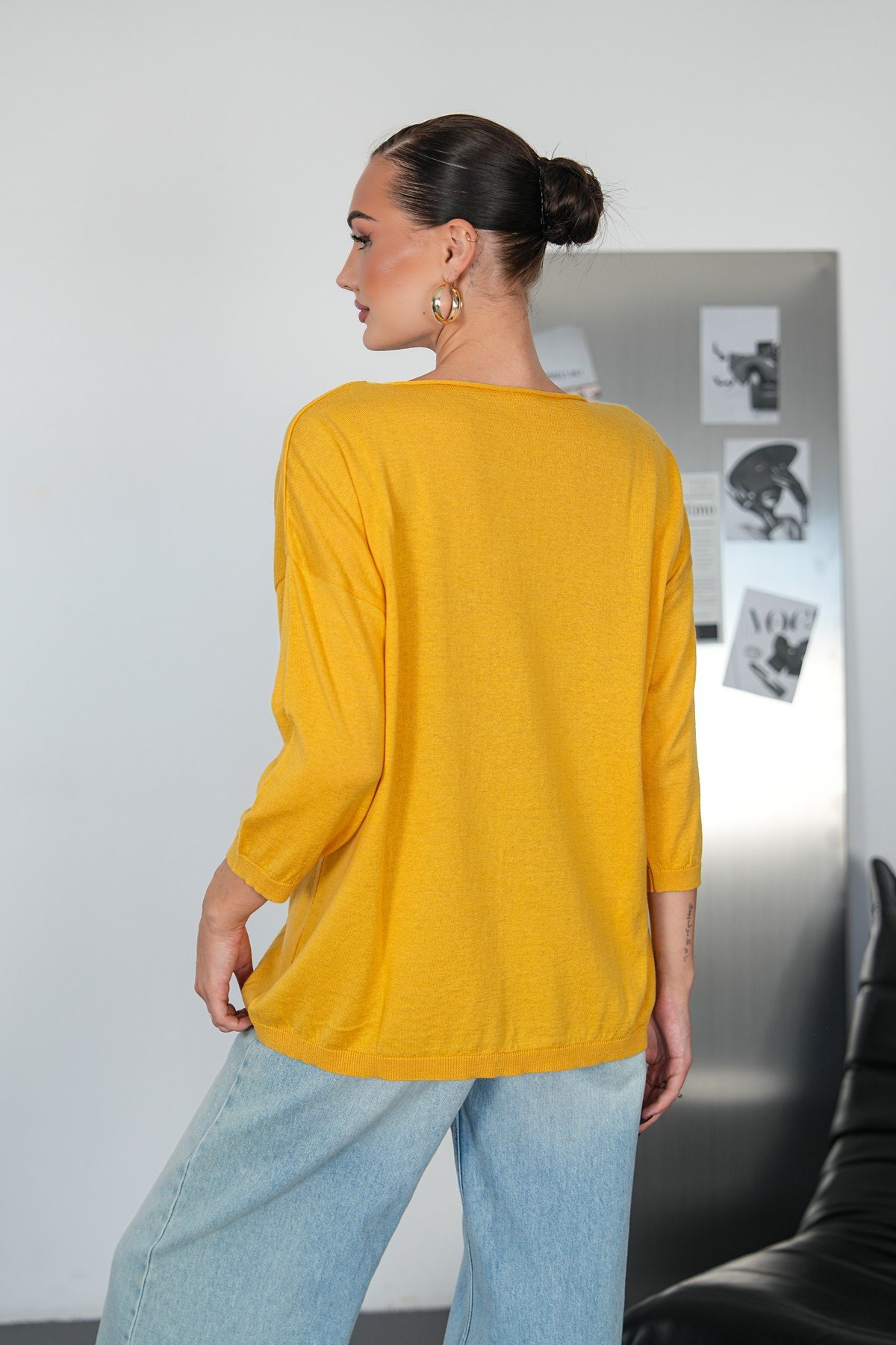 Oversize Kayık Yaka Triko Kazak