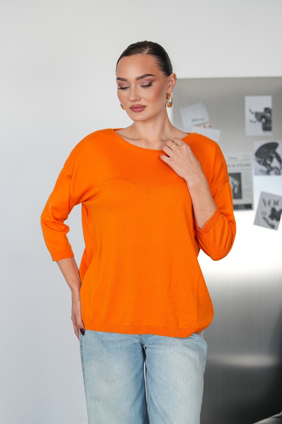 Oversize Kayık Yaka Triko Kazak