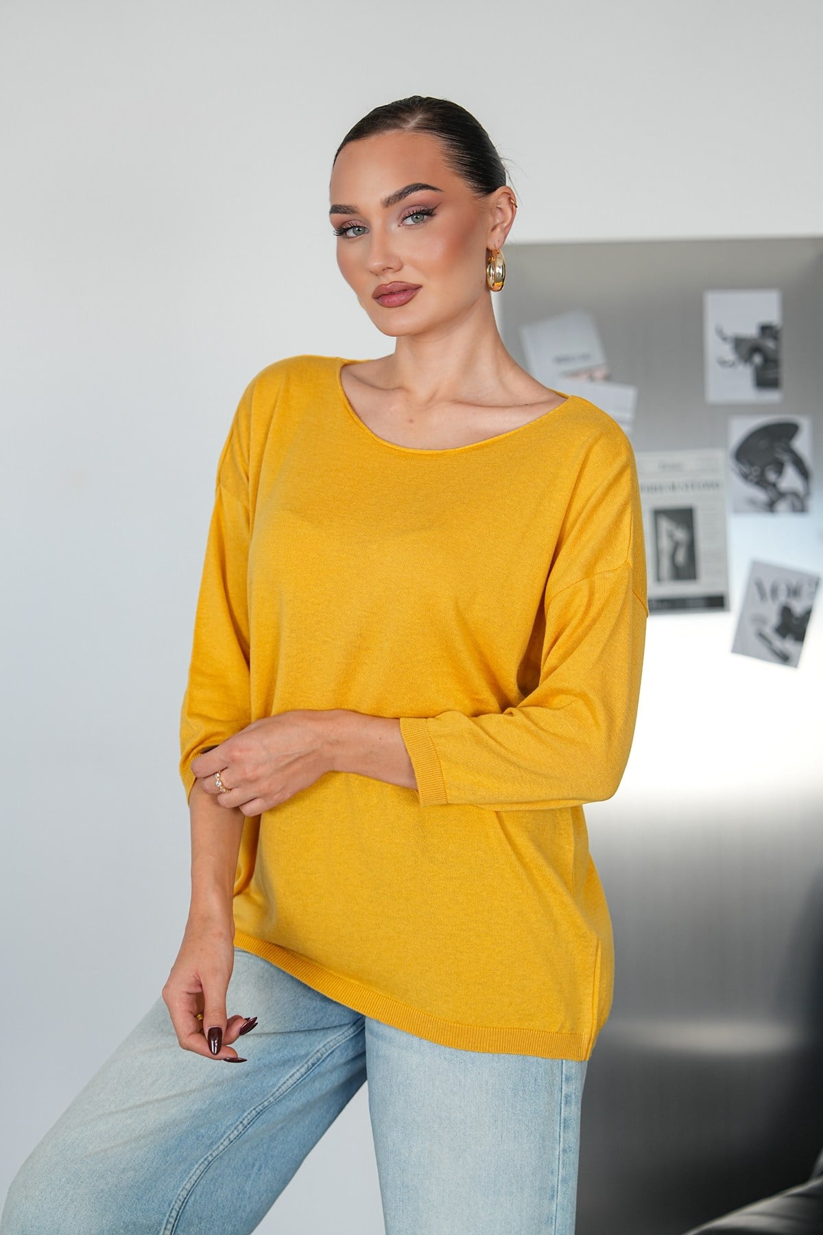 Oversize Kayık Yaka Triko Kazak
