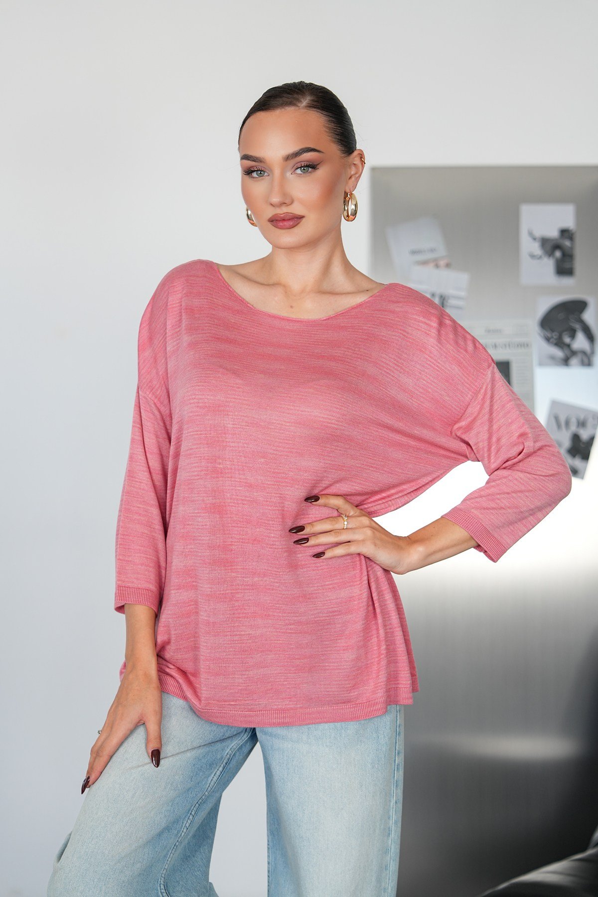 Oversize Kayık Yaka Triko Kazak