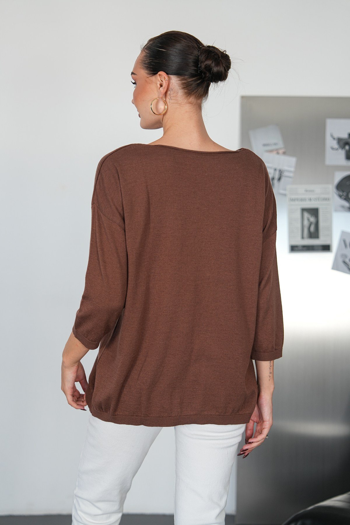 Oversize Kayık Yaka Triko Kazak