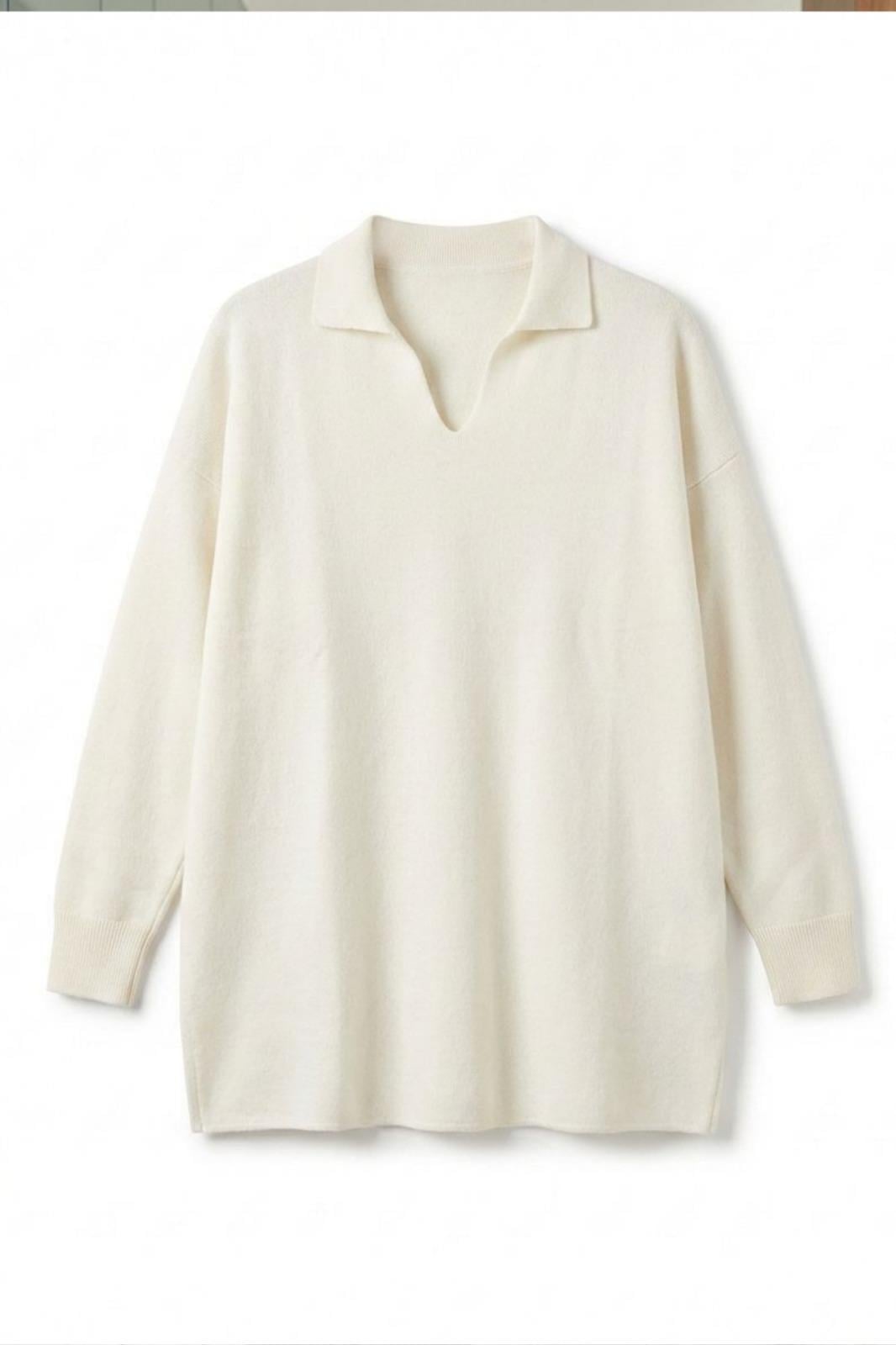Oversize Polo Yaka Triko Kazak