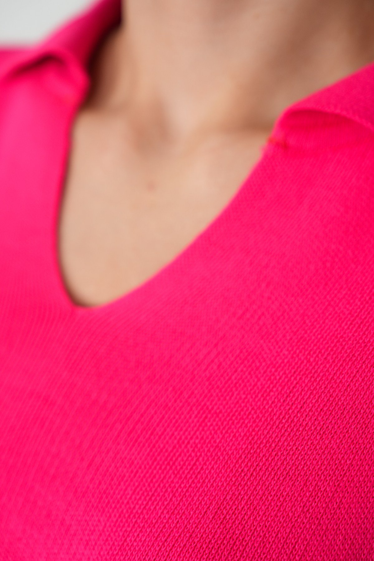 Oversize Polo Yaka Triko Kazak-Pembe
