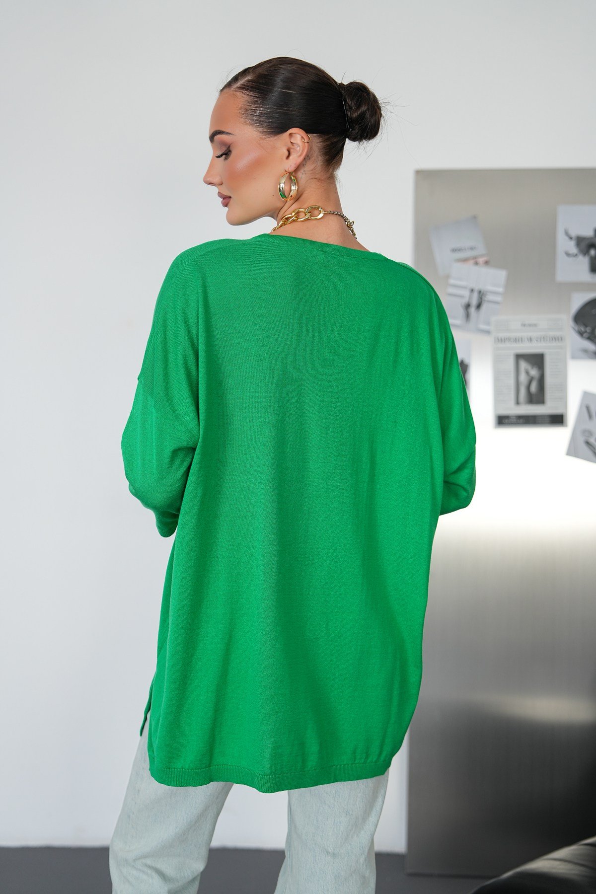 Oversize V Yaka Triko Kazak
