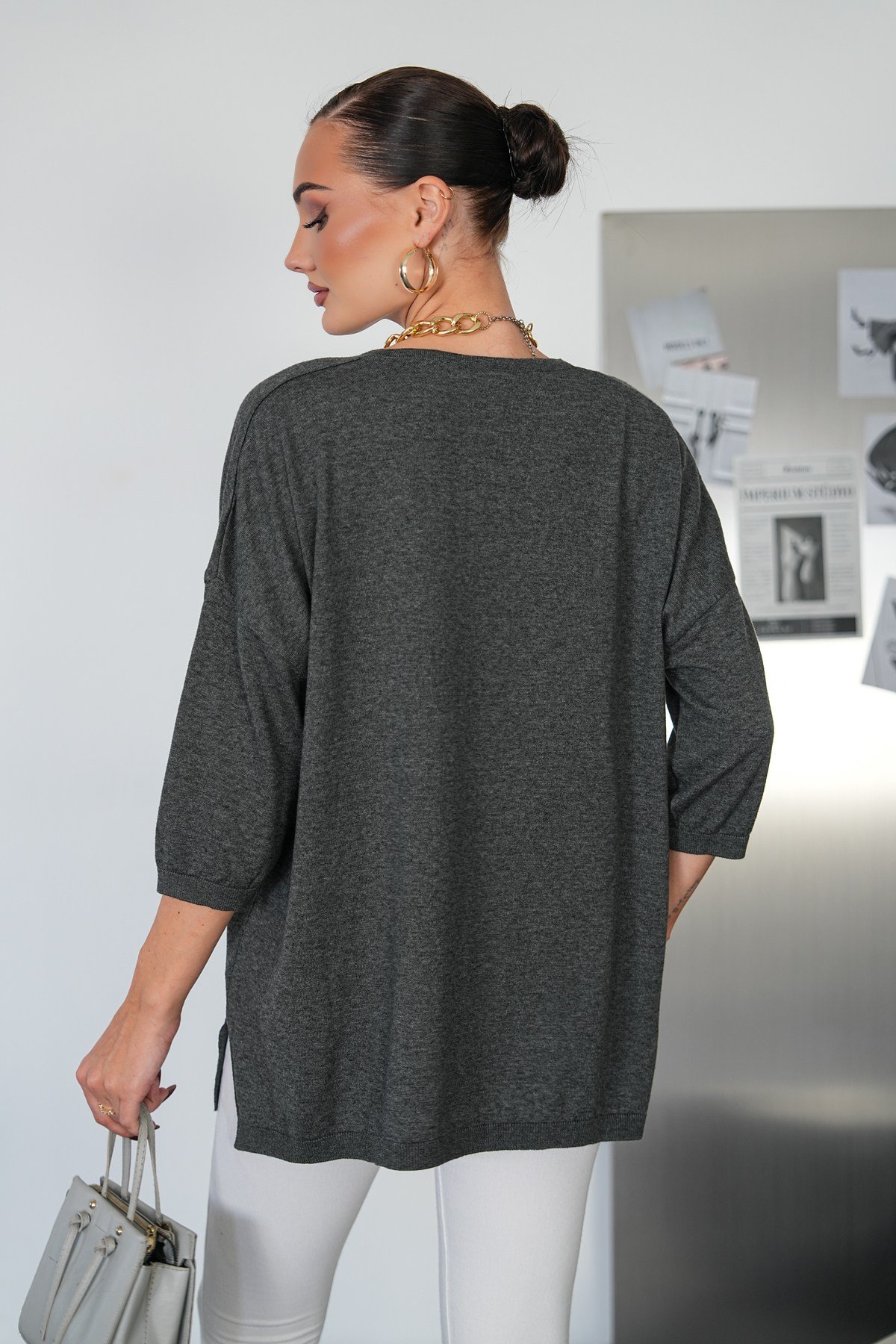 Oversize V Yaka Triko Kazak