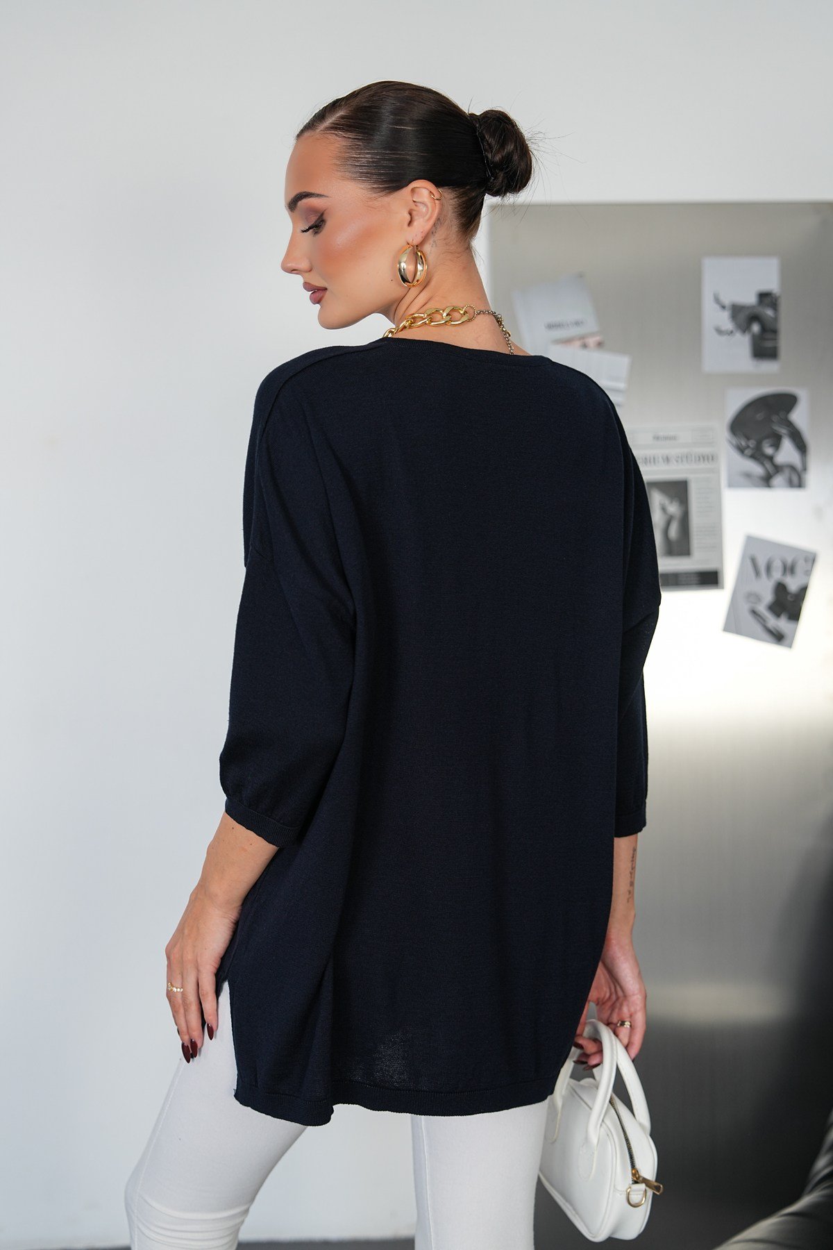 Oversize V Yaka Triko Kazak
