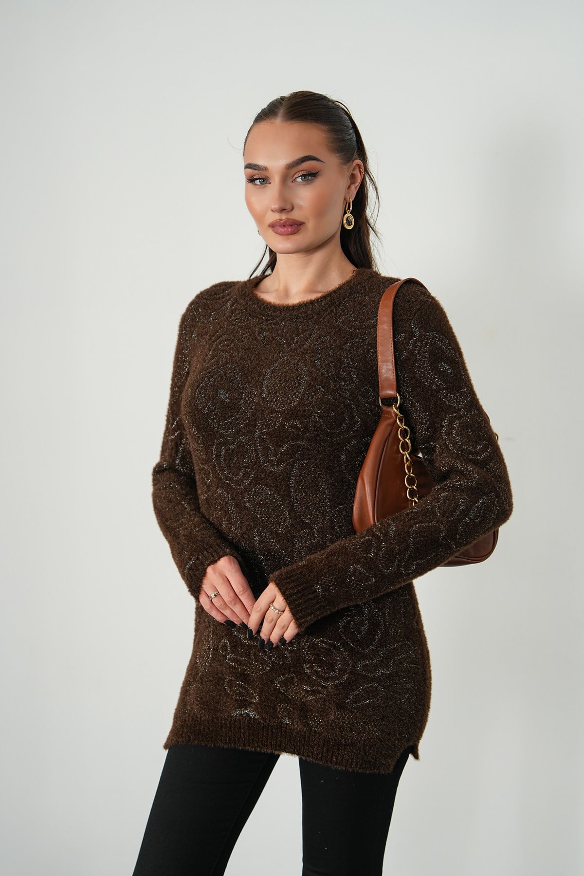 Sim Geçişli Angora Tunik Kazak