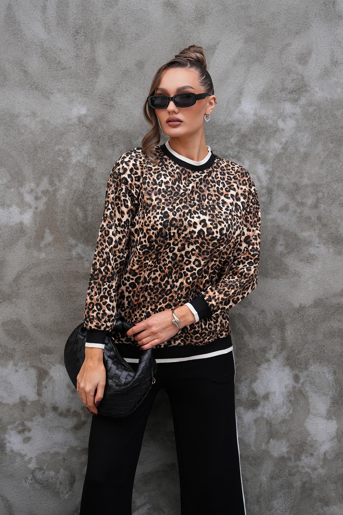 Siyah Leopar Desen Takım