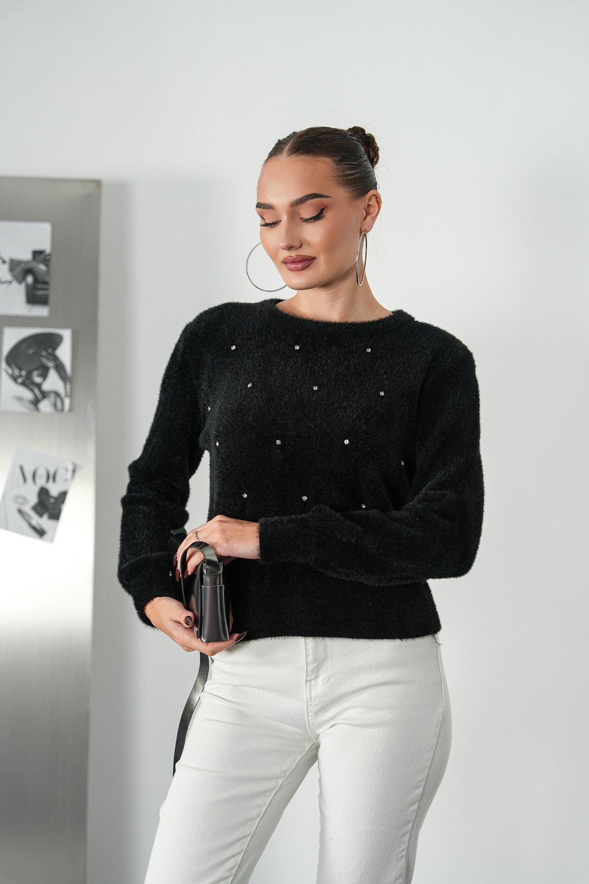 Taş Detaylı Soft Triko Kazak