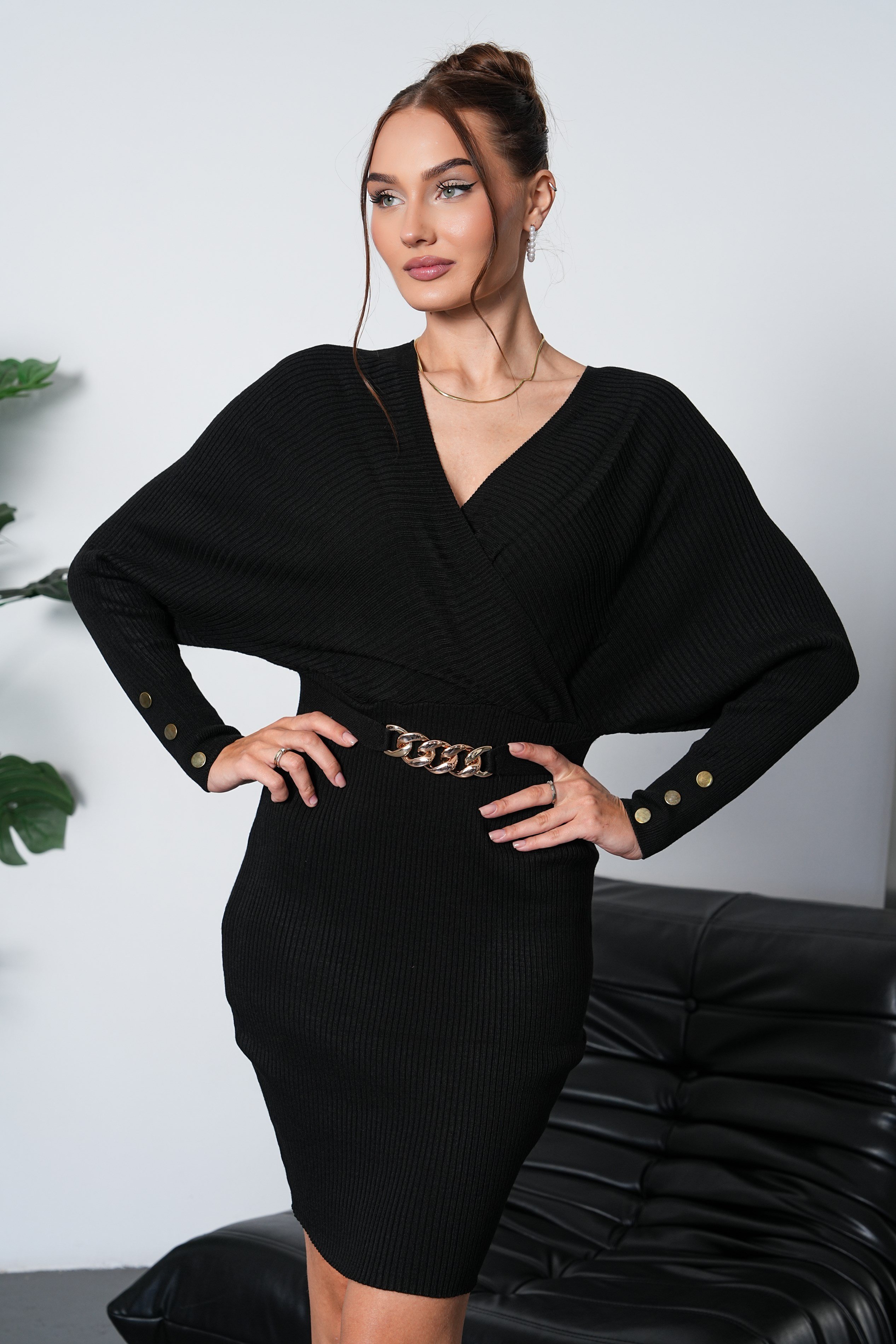 Triko Elbise Siyah