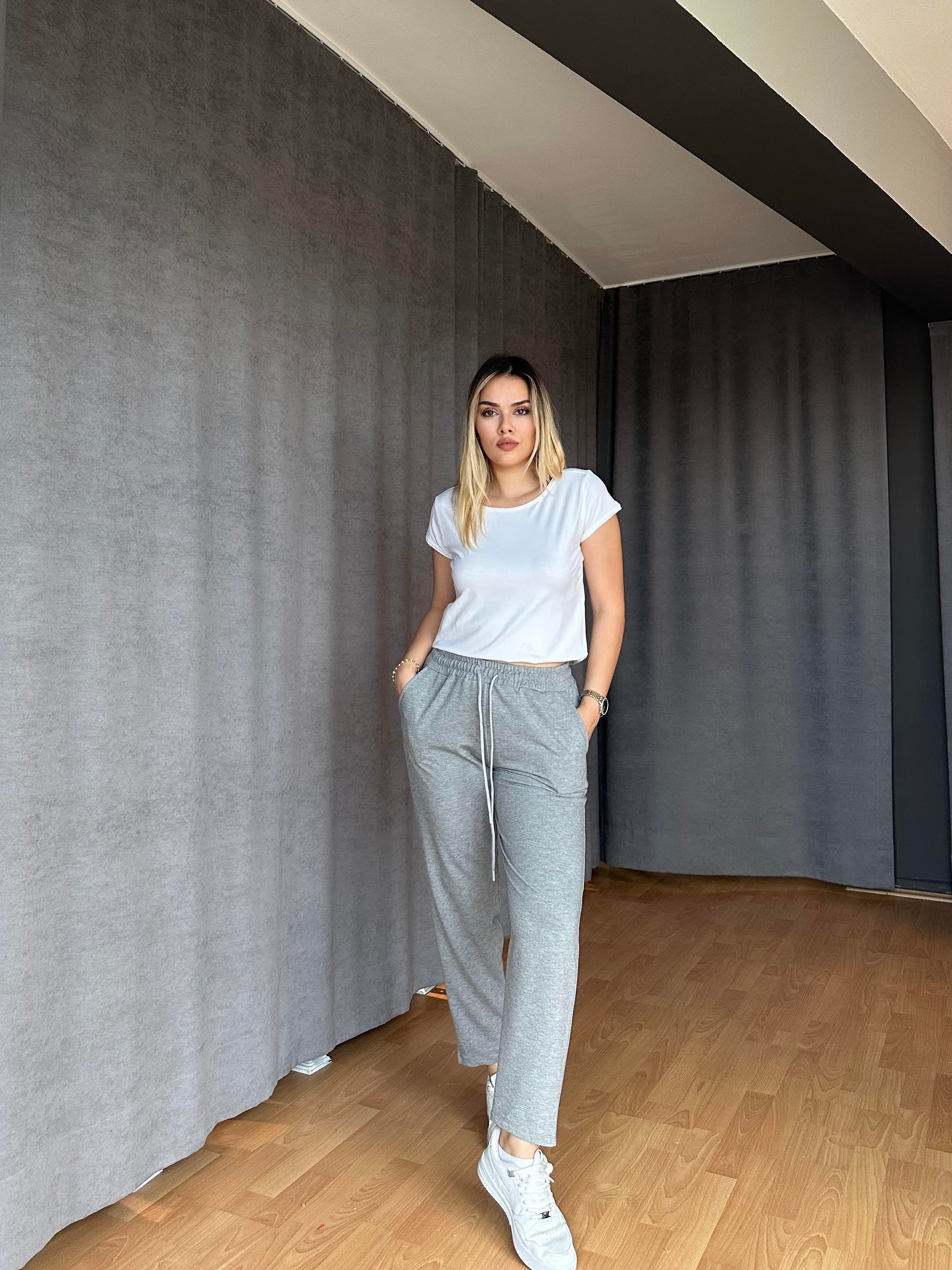 VİSKON İKİ İPLİK EŞOFMAN ALTI-GRİ 