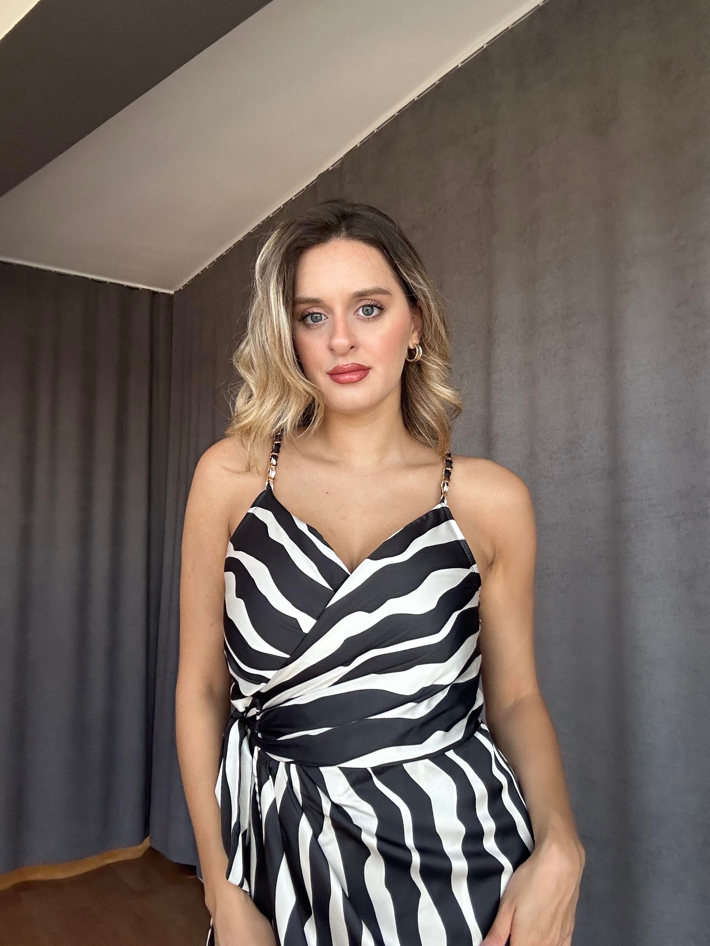 Zebra Desen Anvelop Elbise-İtalya