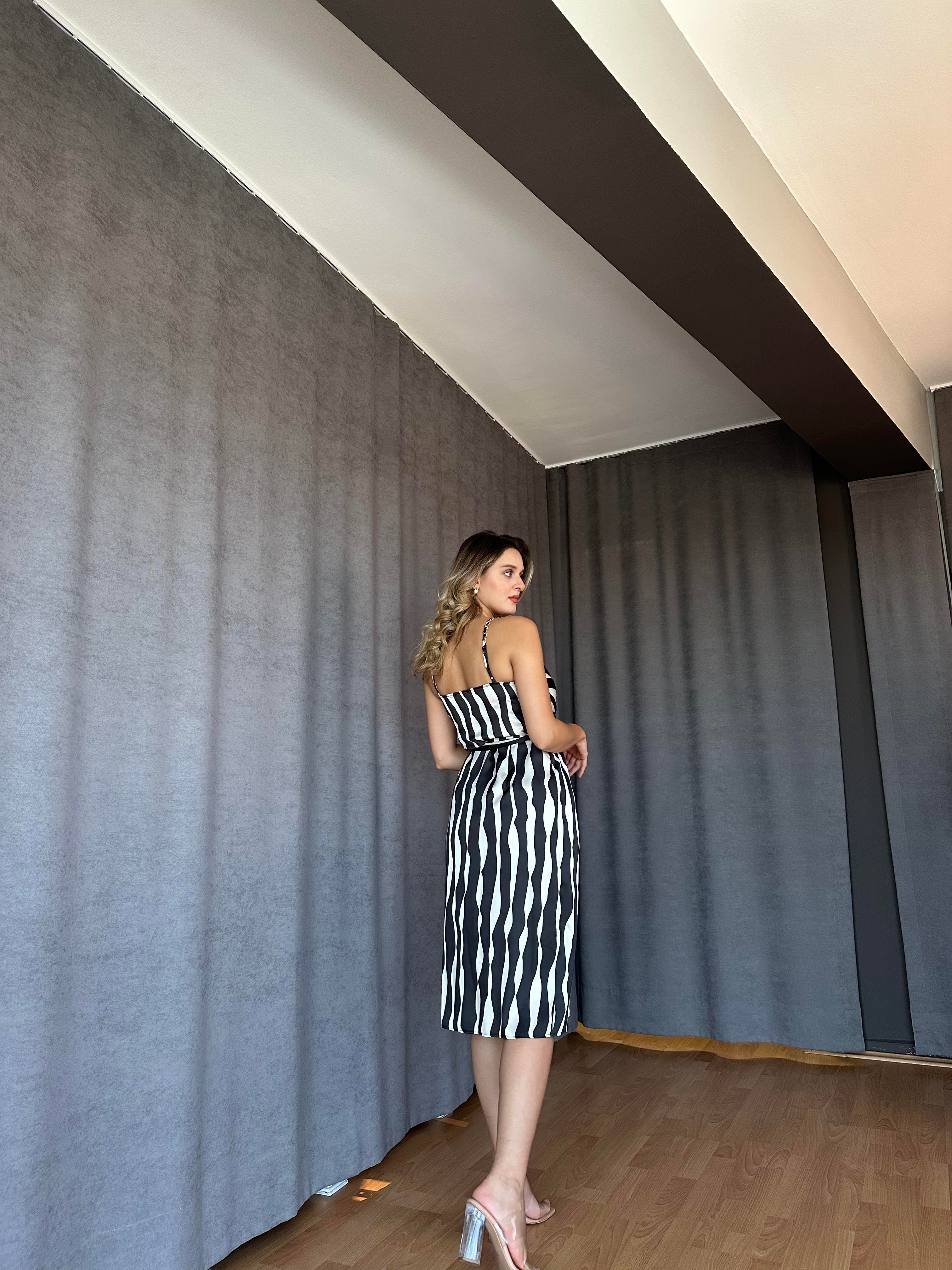 Zebra Desen Anvelop Elbise-İtalya