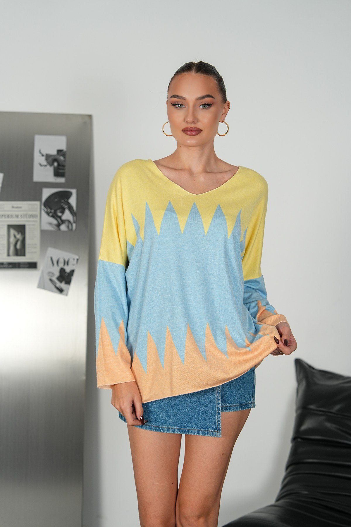 Zigzag Desenli İthal Triko