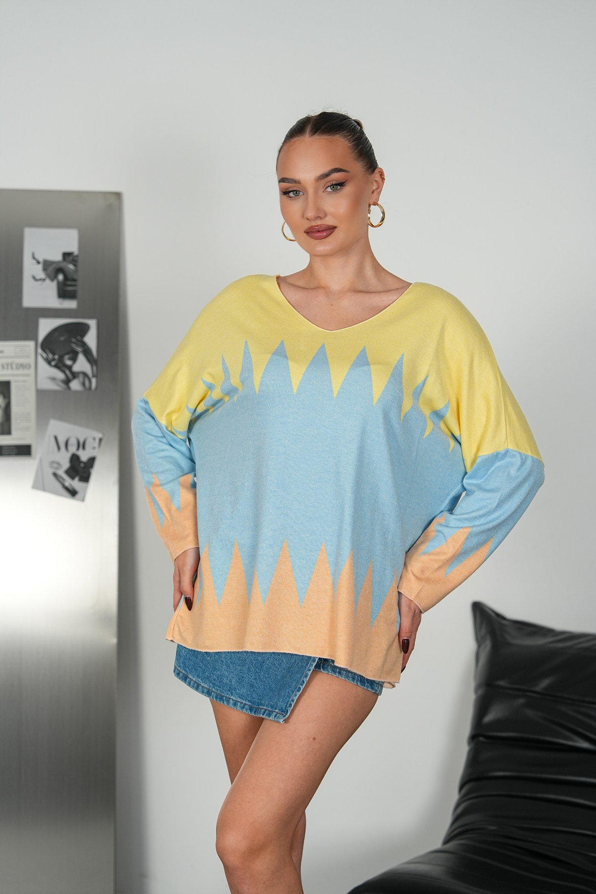 Zigzag Desenli İthal Triko