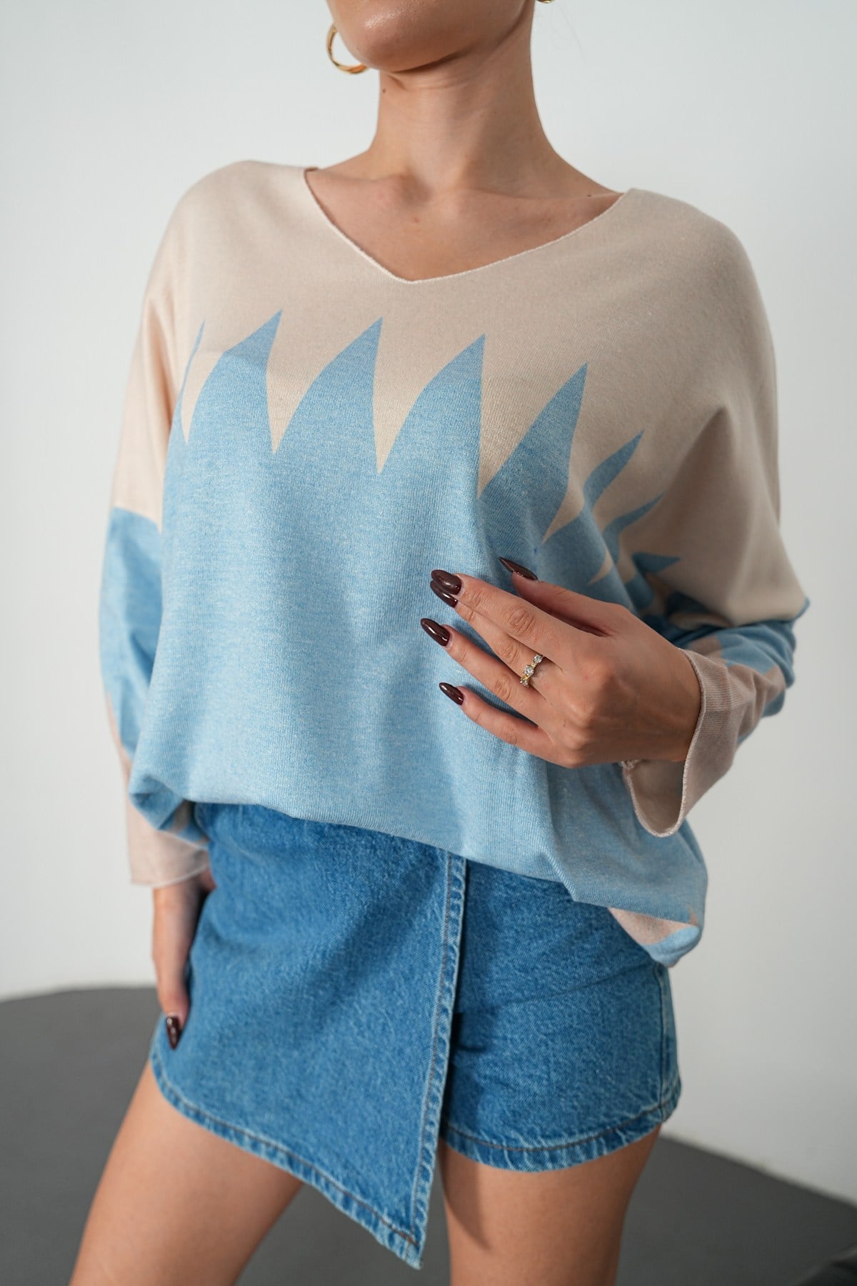 Zigzag Desenli İthal Triko