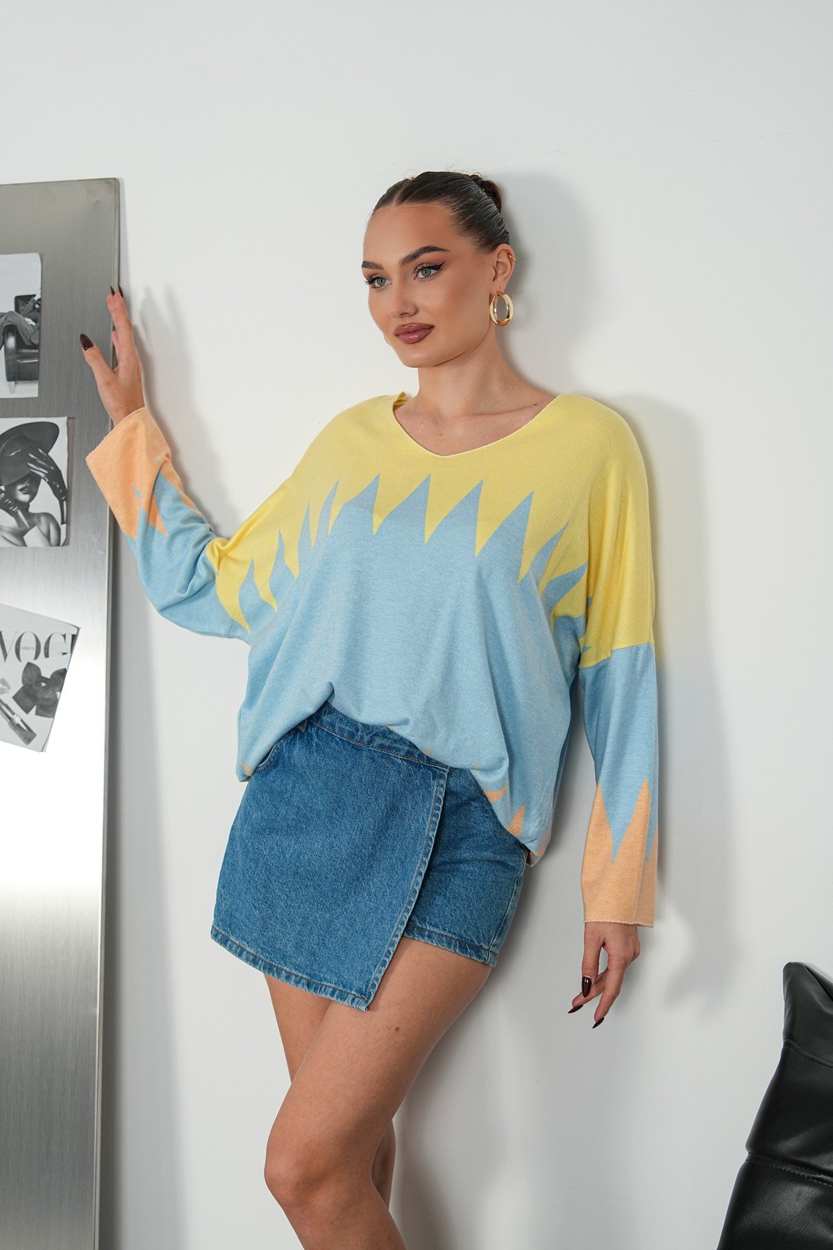 Zigzag Desenli İthal Triko