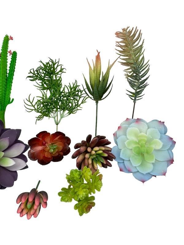 10lu Set Yapay Çiçek Kaktüs Sukulent Modelleri 10 Karışık Model Skulent 0202