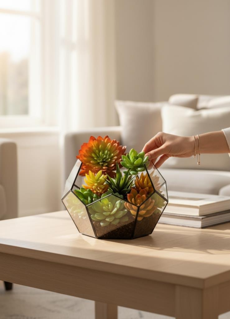 10lu Set Yapay Çiçek Kaktüs Sukulent Modelleri 10 Karışık Model Skulent 4202 