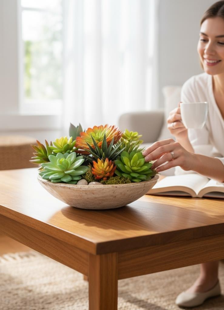 10lu Set Yapay Çiçek Kaktüs Sukulent Modelleri 10 Karışık Model Skulent 4202 