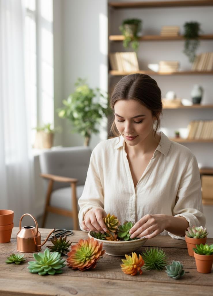 10lu Set Yapay Çiçek Kaktüs Sukulent Modelleri 10 Karışık Model Skulent 4202 