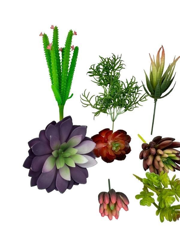 10lu Set Yapay Çiçek Kaktüs Sukulent Modelleri 10 Karışık Model Skulent 0202