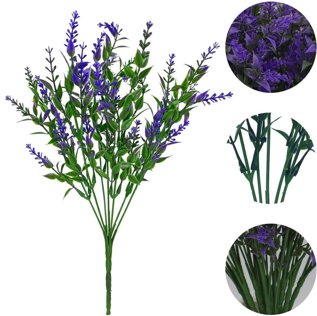 10lu Set Yapay Çiçek MOR Lavanta 7 Dallı Plastik Dekoratif Yapay Bitki