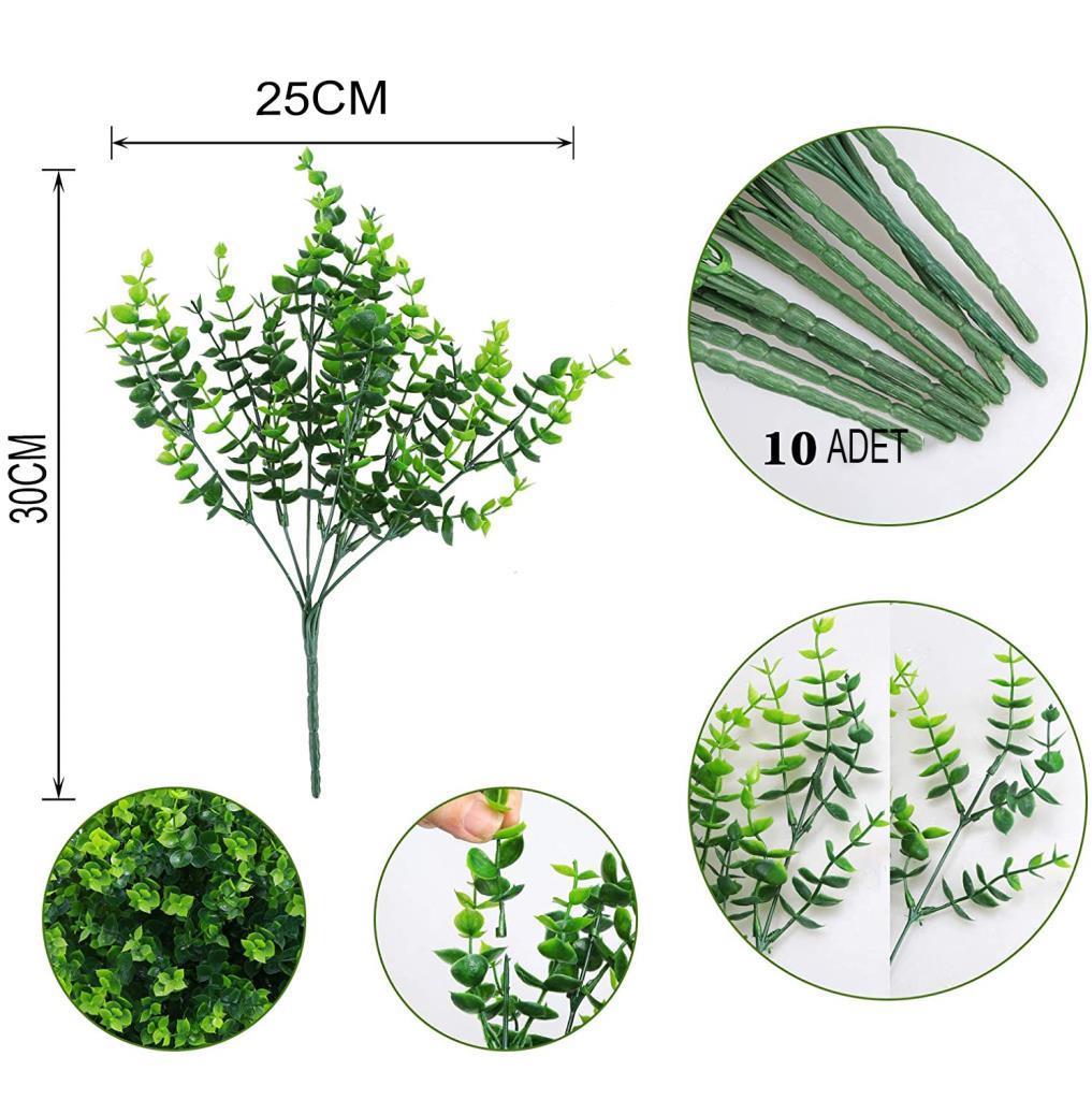 10lu Set Yapay Çiçek Şimşir Demet Garnitür Yeşil Aradal Dekoratif Yapay Bitki