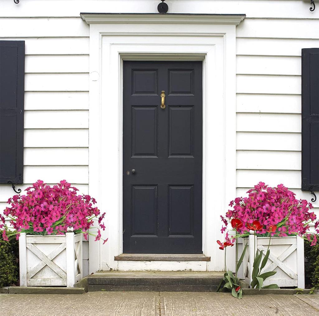 12li Set Yapay Çiçek Sazlı Mine Fuşya Renk 5 Dallı 33cm 