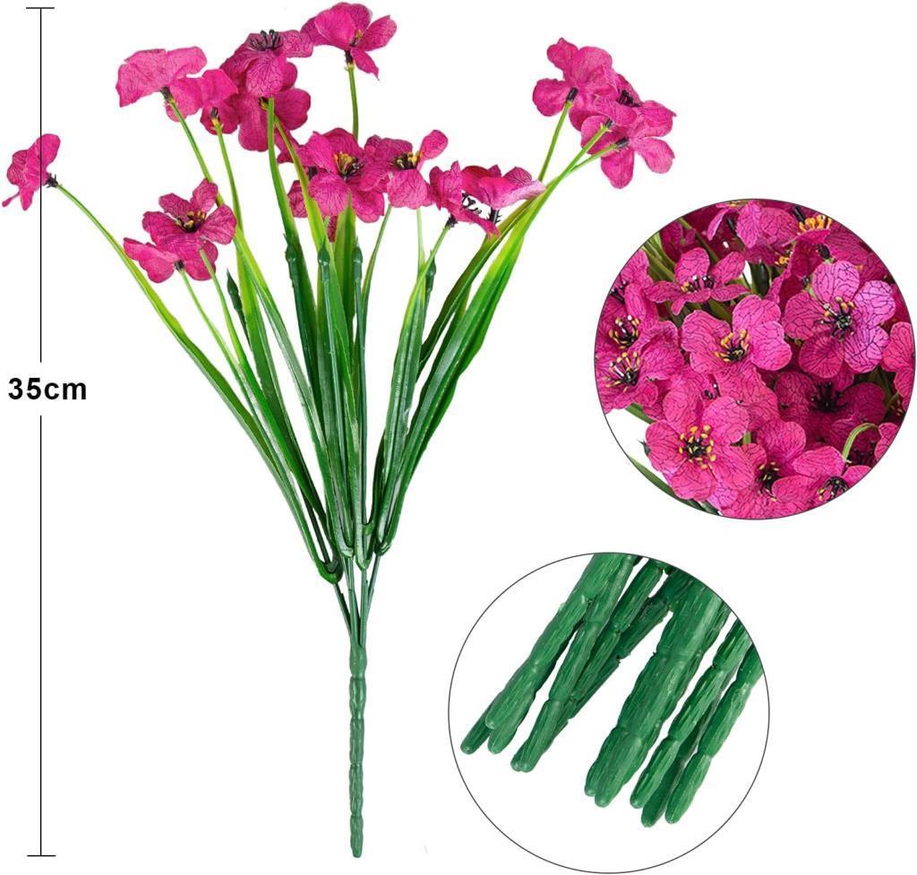 12li Set Yapay Çiçek Sazlı Mine Fuşya Renk 5 Dallı 33cm 