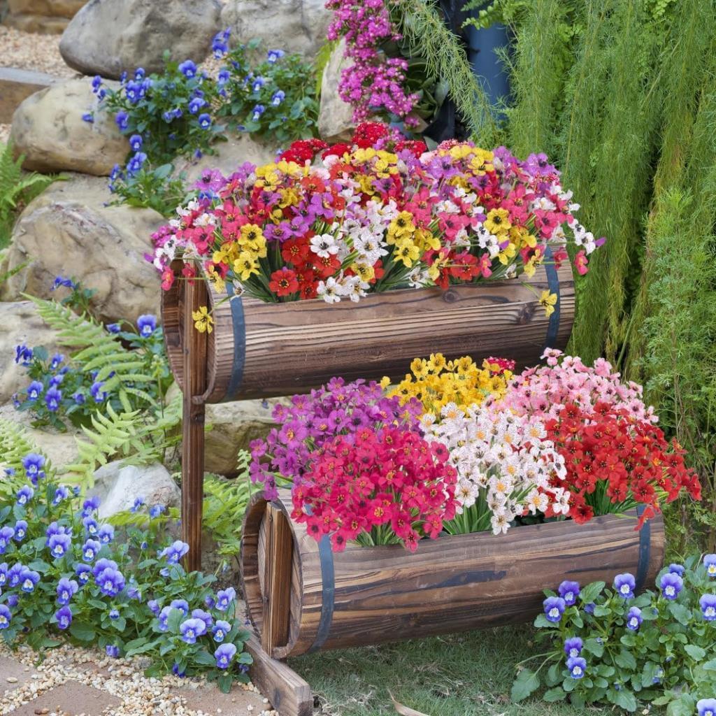 12li Set Yapay Çiçek Sazlı Mine Karışık Renk 5 Dallı 33cm 