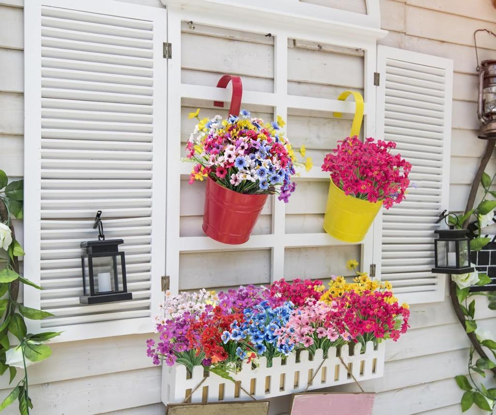 12li Set Yapay Çiçek Sazlı Mine Karışık Renk 5 Dallı 33cm 