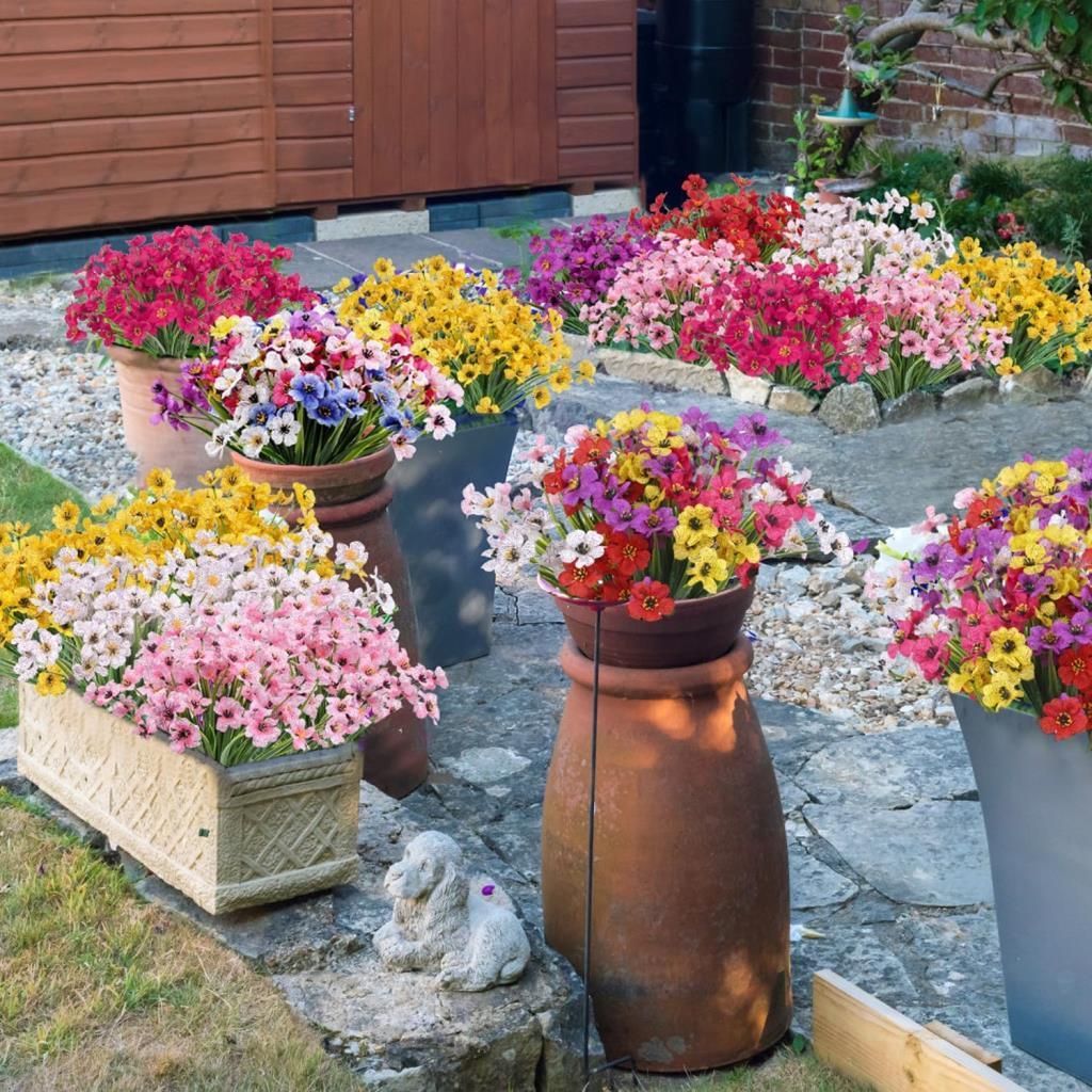 12li Set Yapay Çiçek Sazlı Mine Karışık Renk 5 Dallı 33cm 